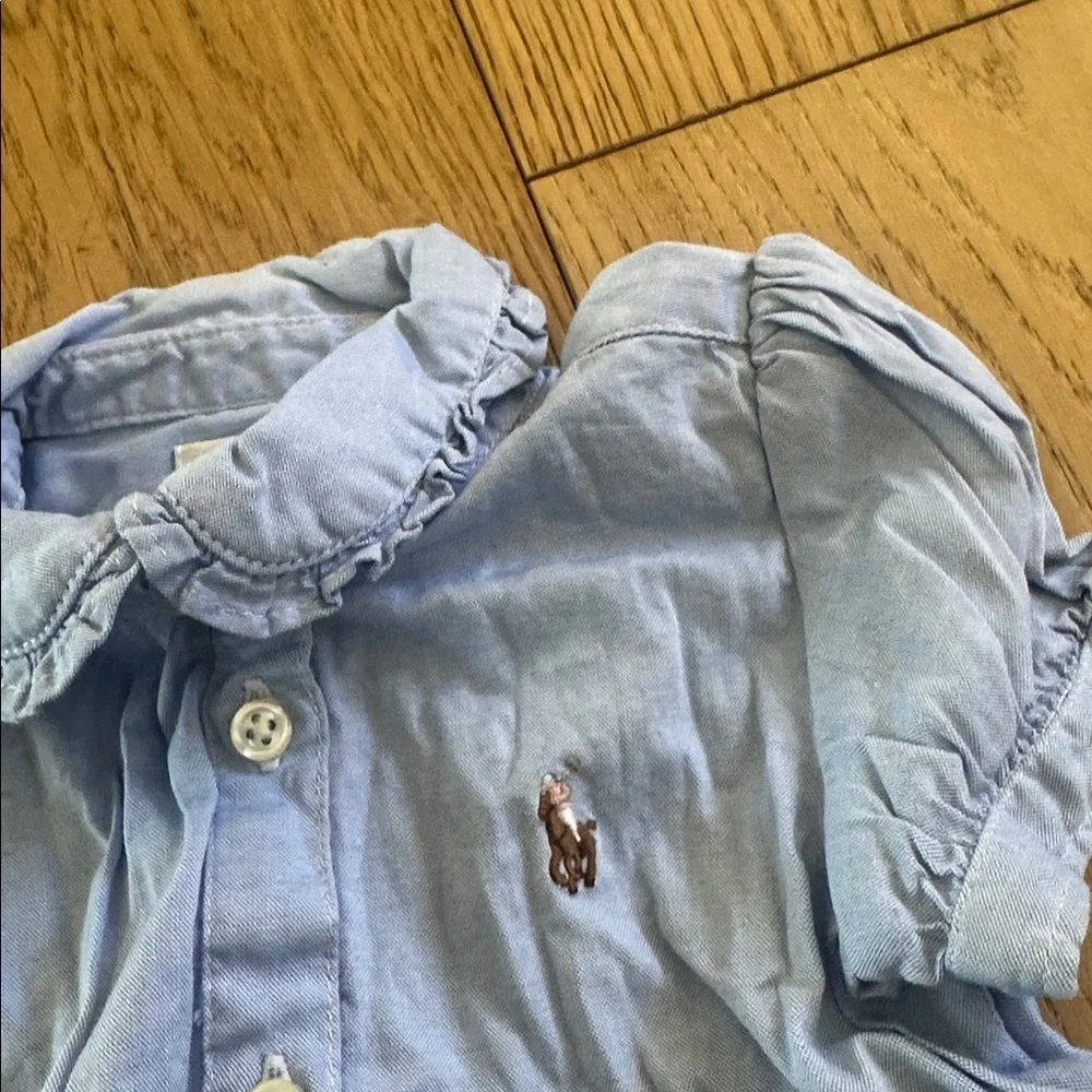 Ralph Lauren Light Blue Button-Up Dress 12m spring Easter dress